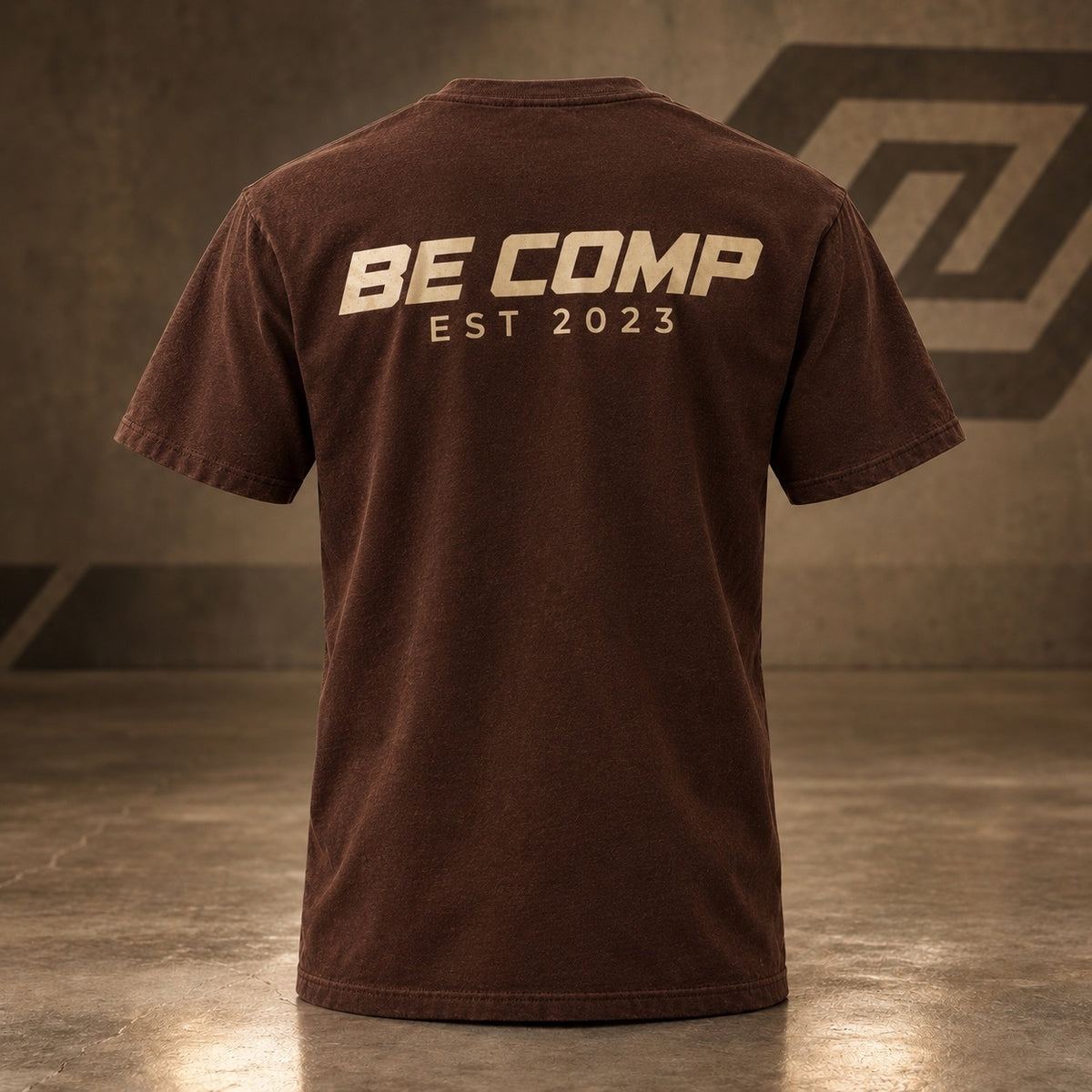 Back of BE-COMP tee with BE COMP EST 2023 print