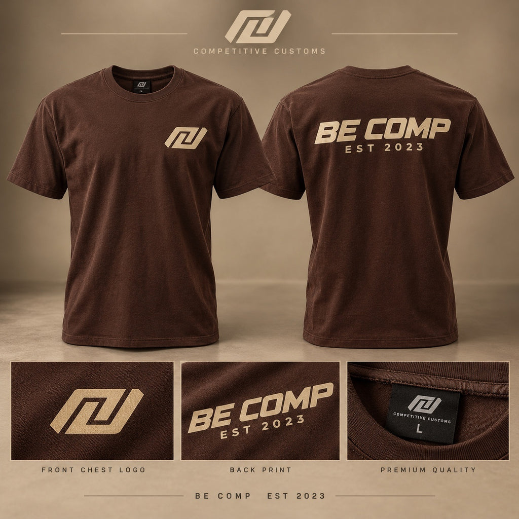 BE-COMP tee front and back product details